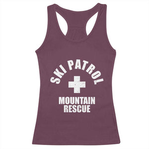 Ski Patrol Mountain Rescue Racerback Tank Top Winter Slopes Skiing Snowboarding TS11 Maroon Print Your Wear