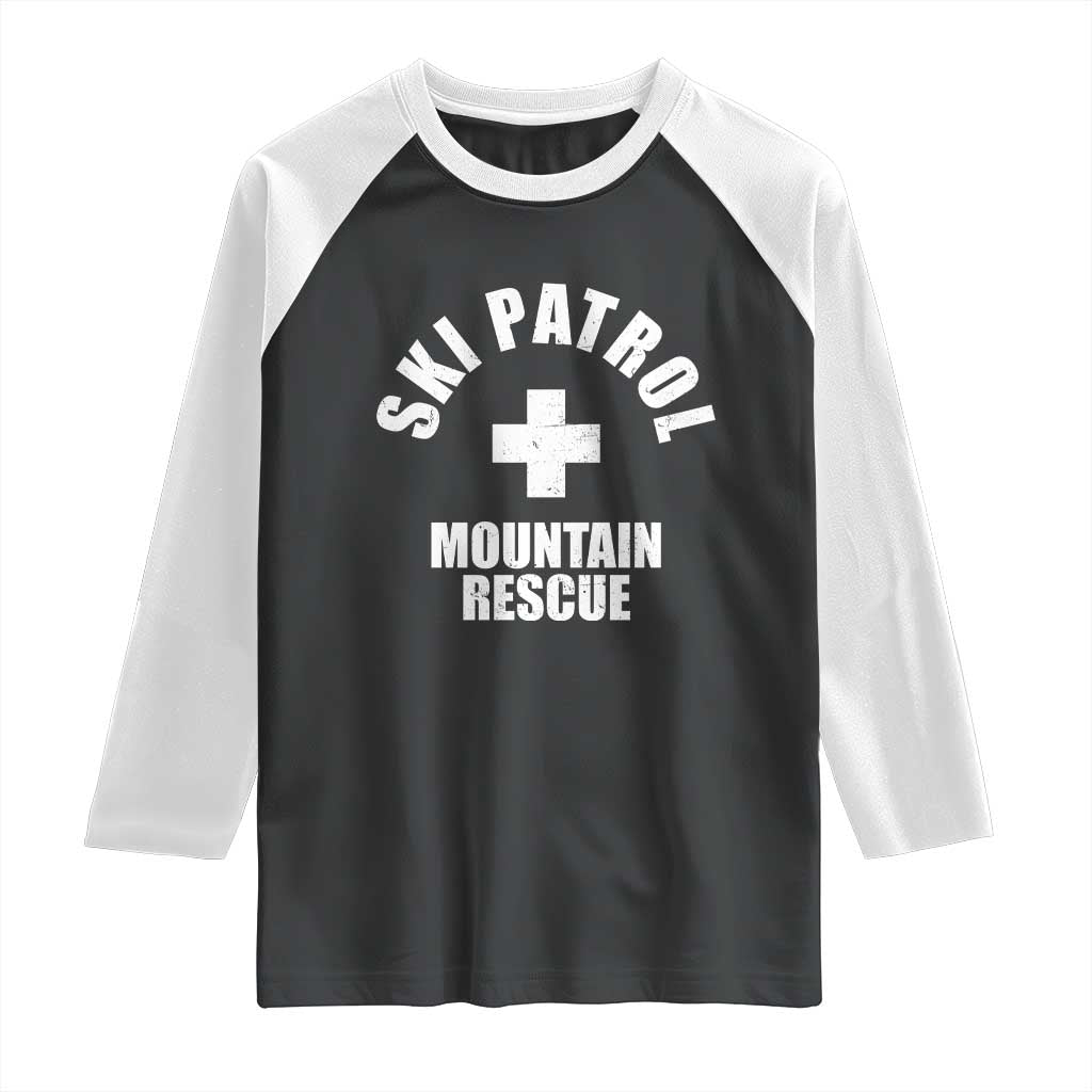Ski Patrol Mountain Rescue Raglan Shirt Winter Slopes Skiing Snowboarding TS11 Black White Print Your Wear