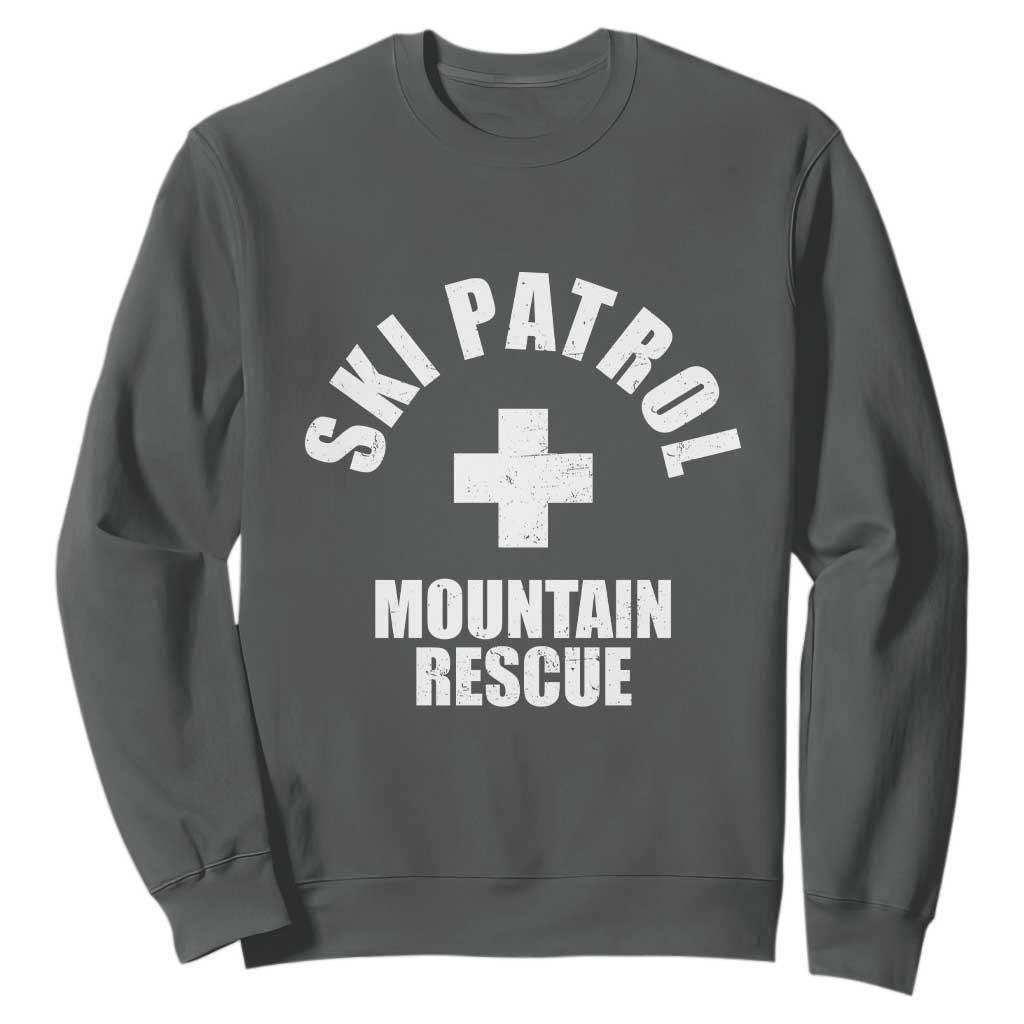 Ski Patrol Mountain Rescue Sweatshirt Winter Slopes Skiing Snowboarding TS11 Dark Heather Print Your Wear