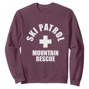 Ski Patrol Mountain Rescue Sweatshirt Winter Slopes Skiing Snowboarding TS11 Maroon Print Your Wear