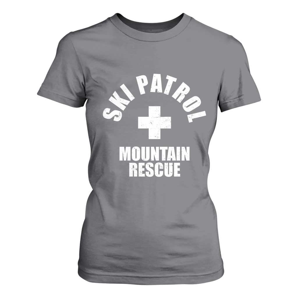 Ski Patrol Mountain Rescue T Shirt For Women Winter Slopes Skiing Snowboarding TS11 Charcoal Print Your Wear