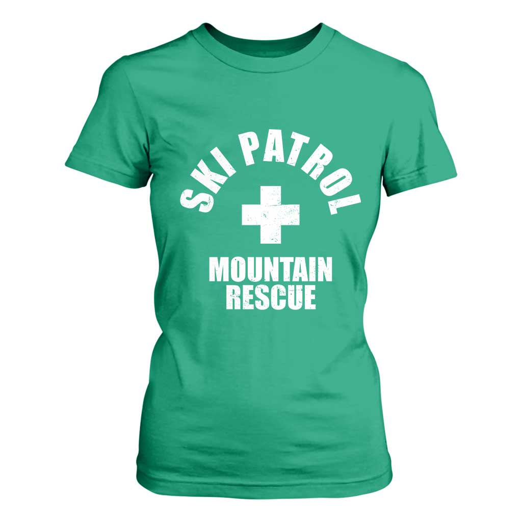 Ski Patrol Mountain Rescue T Shirt For Women Winter Slopes Skiing Snowboarding TS11 Irish Green Print Your Wear