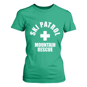 Ski Patrol Mountain Rescue T Shirt For Women Winter Slopes Skiing Snowboarding TS11 Irish Green Print Your Wear