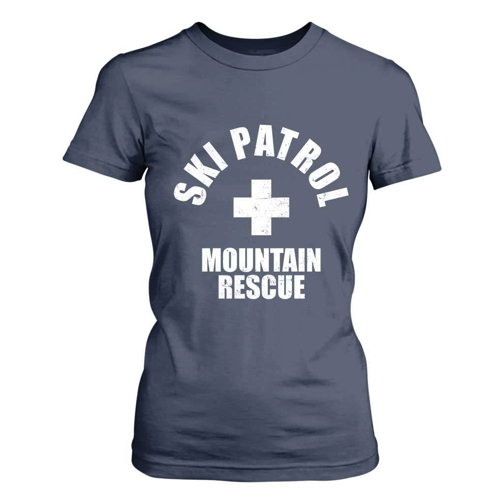 Ski Patrol Mountain Rescue T Shirt For Women Winter Slopes Skiing Snowboarding TS11 Navy Print Your Wear