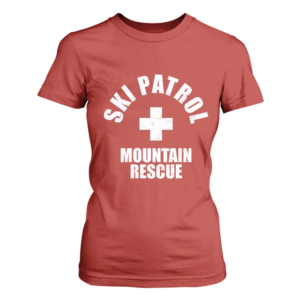 Ski Patrol Mountain Rescue T Shirt For Women Winter Slopes Skiing Snowboarding TS11 Red Print Your Wear