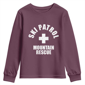 Ski Patrol Mountain Rescue Youth Sweatshirt Winter Slopes Skiing Snowboarding TS11 Maroon Print Your Wear