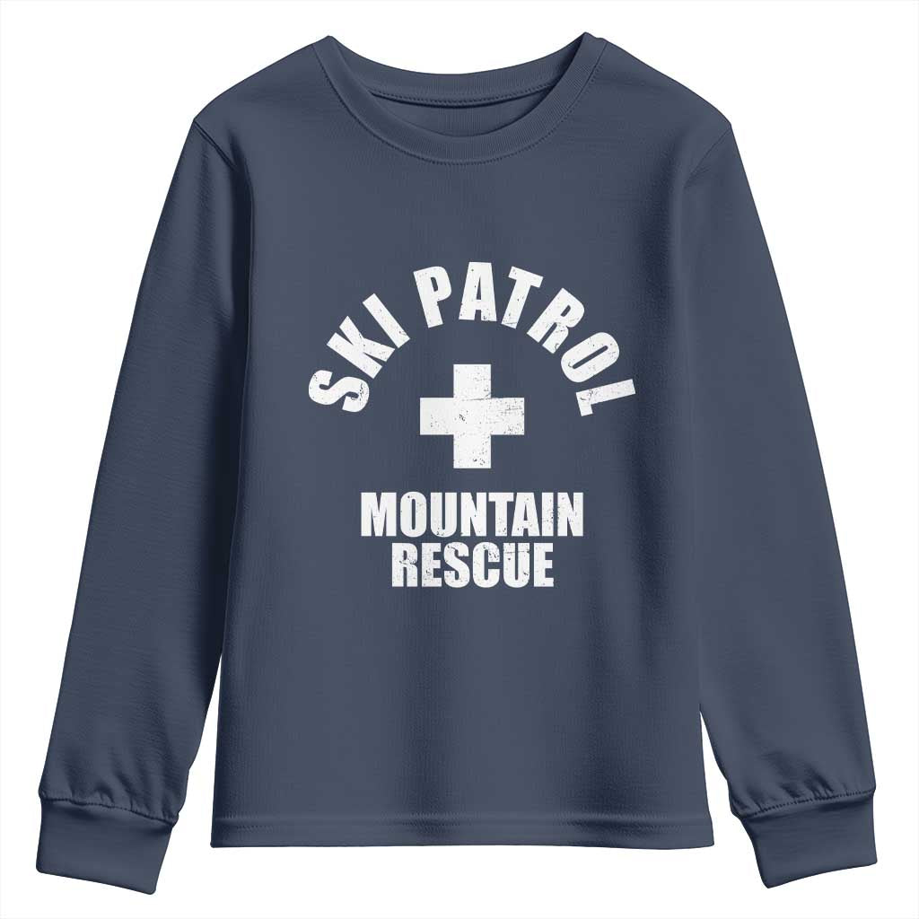 Ski Patrol Mountain Rescue Youth Sweatshirt Winter Slopes Skiing Snowboarding TS11 Navy Print Your Wear