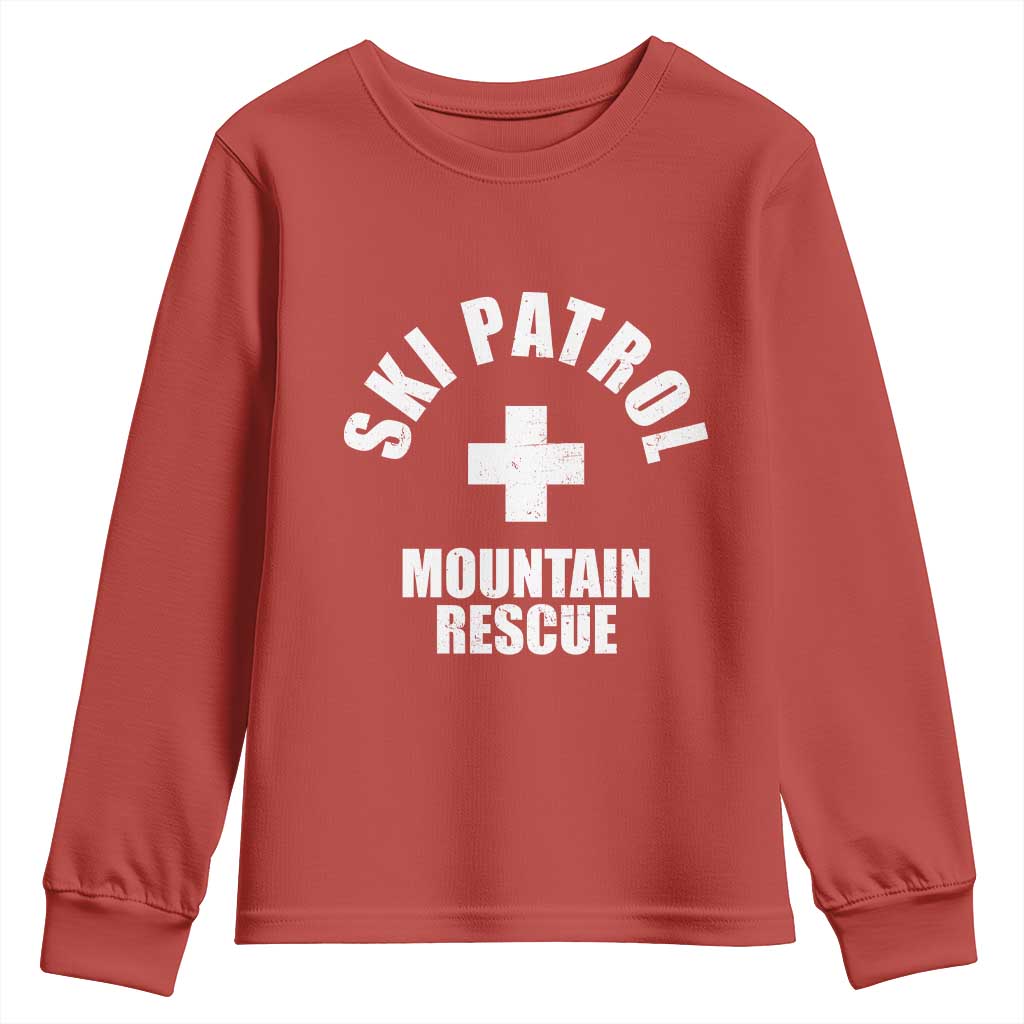 Ski Patrol Mountain Rescue Youth Sweatshirt Winter Slopes Skiing Snowboarding TS11 Red Print Your Wear