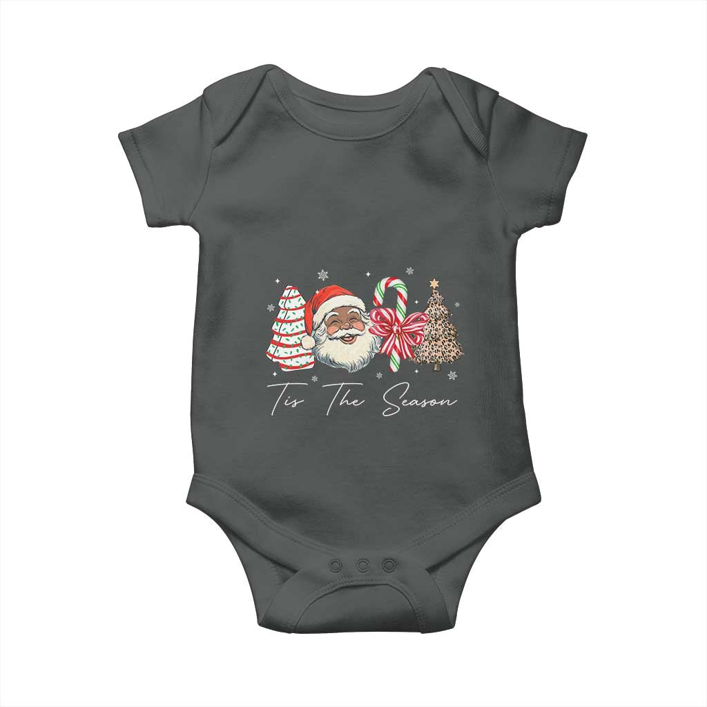 Funny Black Christmas Baby Onesie Tis The Season African American Santa TS11 Dark Heather Print Your Wear