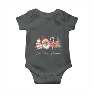 Funny Black Christmas Baby Onesie Tis The Season African American Santa TS11 Dark Heather Print Your Wear