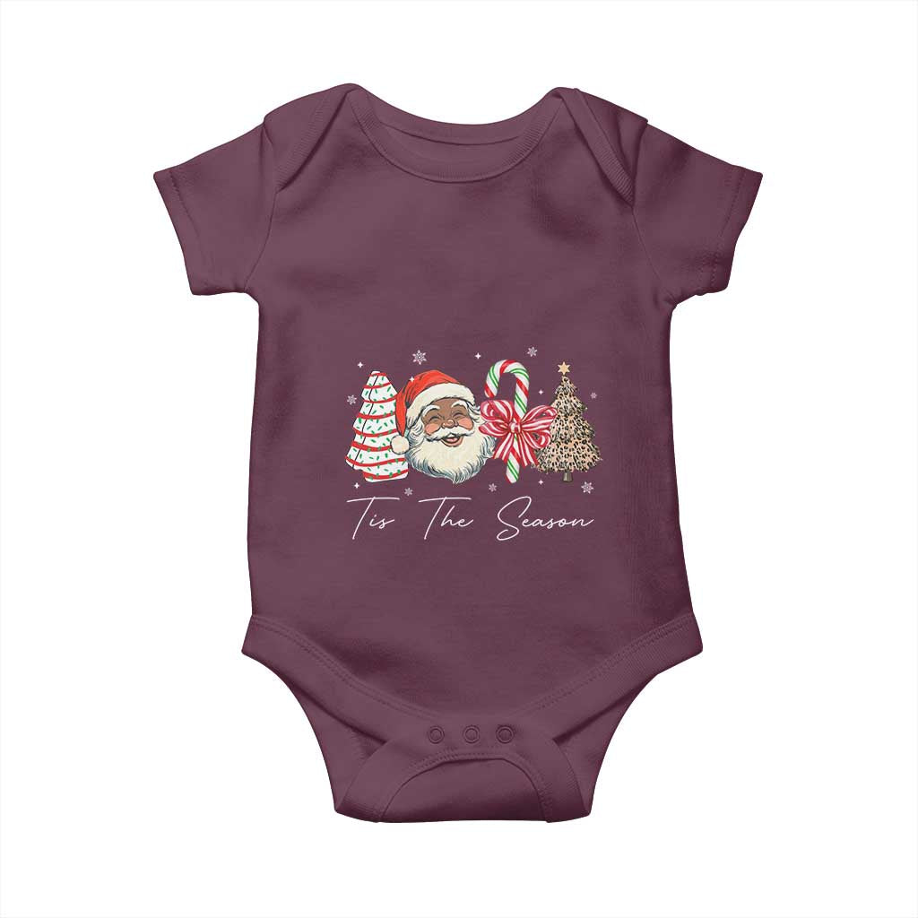 Funny Black Christmas Baby Onesie Tis The Season African American Santa TS11 Maroon Print Your Wear