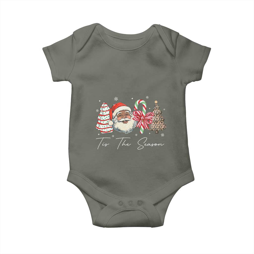 Funny Black Christmas Baby Onesie Tis The Season African American Santa TS11 Military Green Print Your Wear