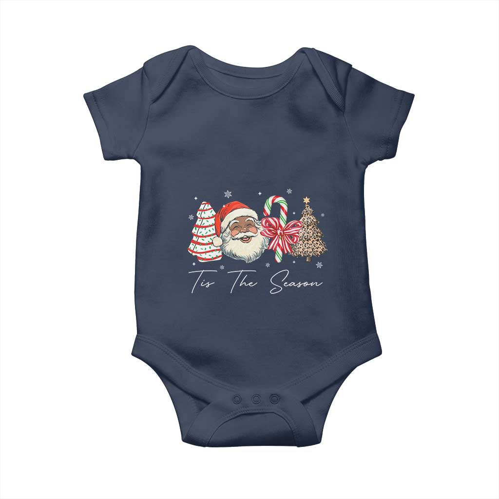 Funny Black Christmas Baby Onesie Tis The Season African American Santa TS11 Navy Print Your Wear