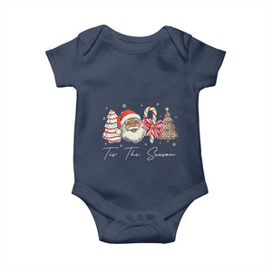Funny Black Christmas Baby Onesie Tis The Season African American Santa TS11 Navy Print Your Wear