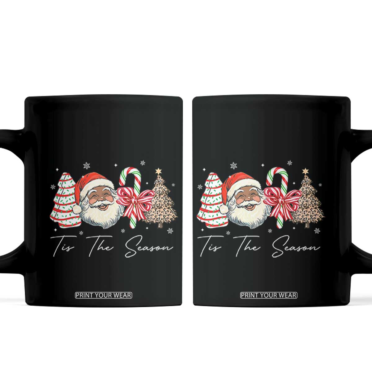 Funny Black Christmas Coffee Mug Tis The Season African American Santa TS11 Black Print Your Wear