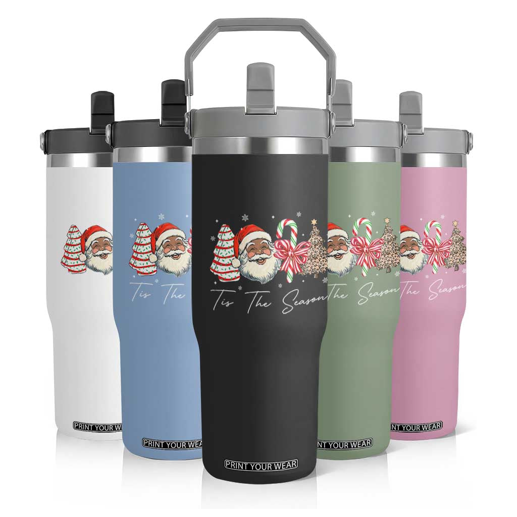 Funny Black Christmas Flip Straw Tumbler Tis The Season African American Santa TS11 Print Your Wear