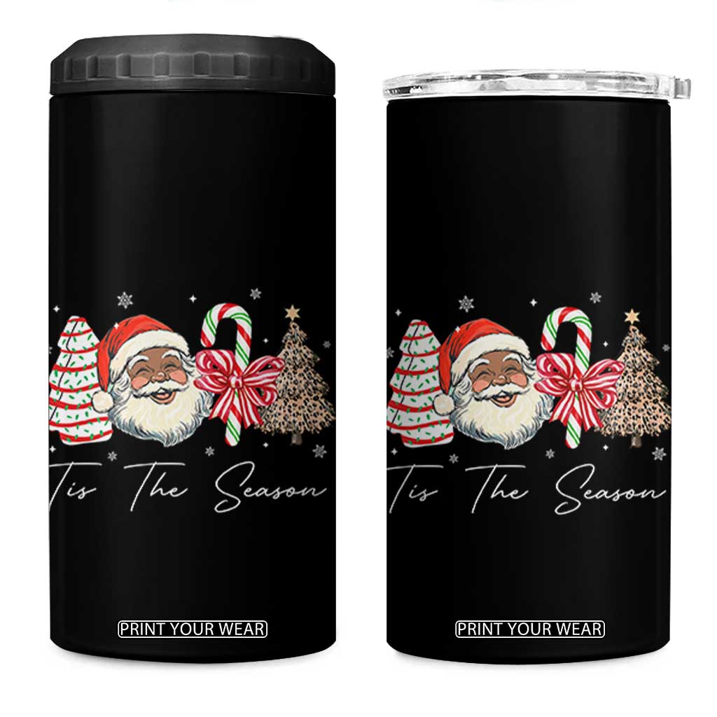 Funny Black Christmas 4 in 1 Can Cooler Tumbler Tis The Season African American Santa TS11 One Size: 16 oz Black Print Your Wear