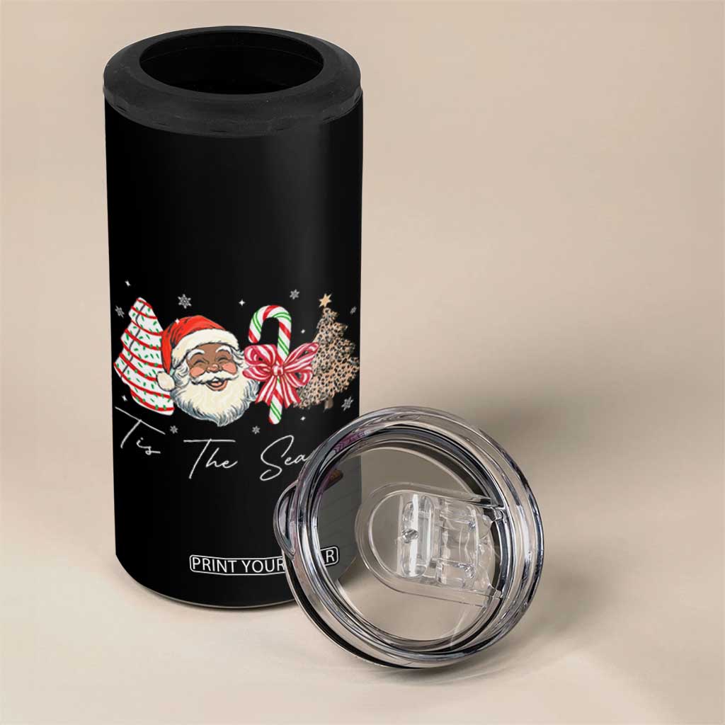 Funny Black Christmas 4 in 1 Can Cooler Tumbler Tis The Season African American Santa TS11 Print Your Wear