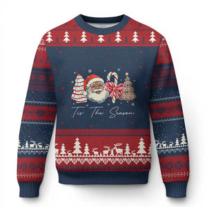 Funny Black Xmas Ugly Christmas Sweater Tis The Season African American Santa TS11 Navy Red Print Your Wear
