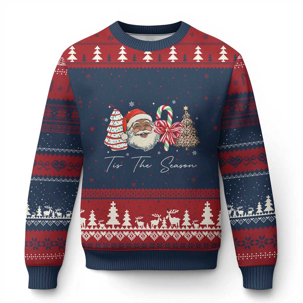 Funny Black Xmas Ugly Christmas Sweater Tis The Season African American Santa TS11 Navy Red Print Your Wear