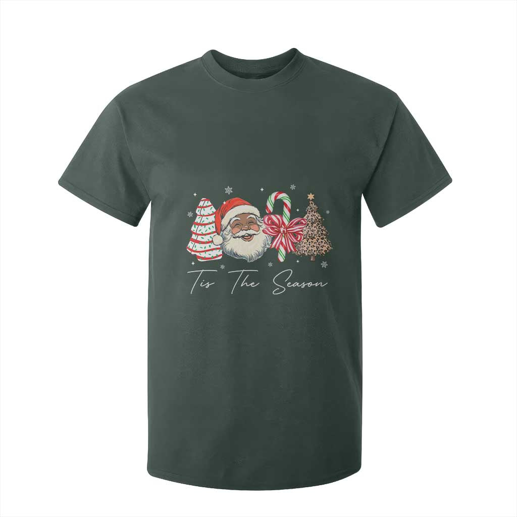 Funny Black Christmas T Shirt For Kid Tis The Season African American Santa TS11 Dark Forest Green Print Your Wear