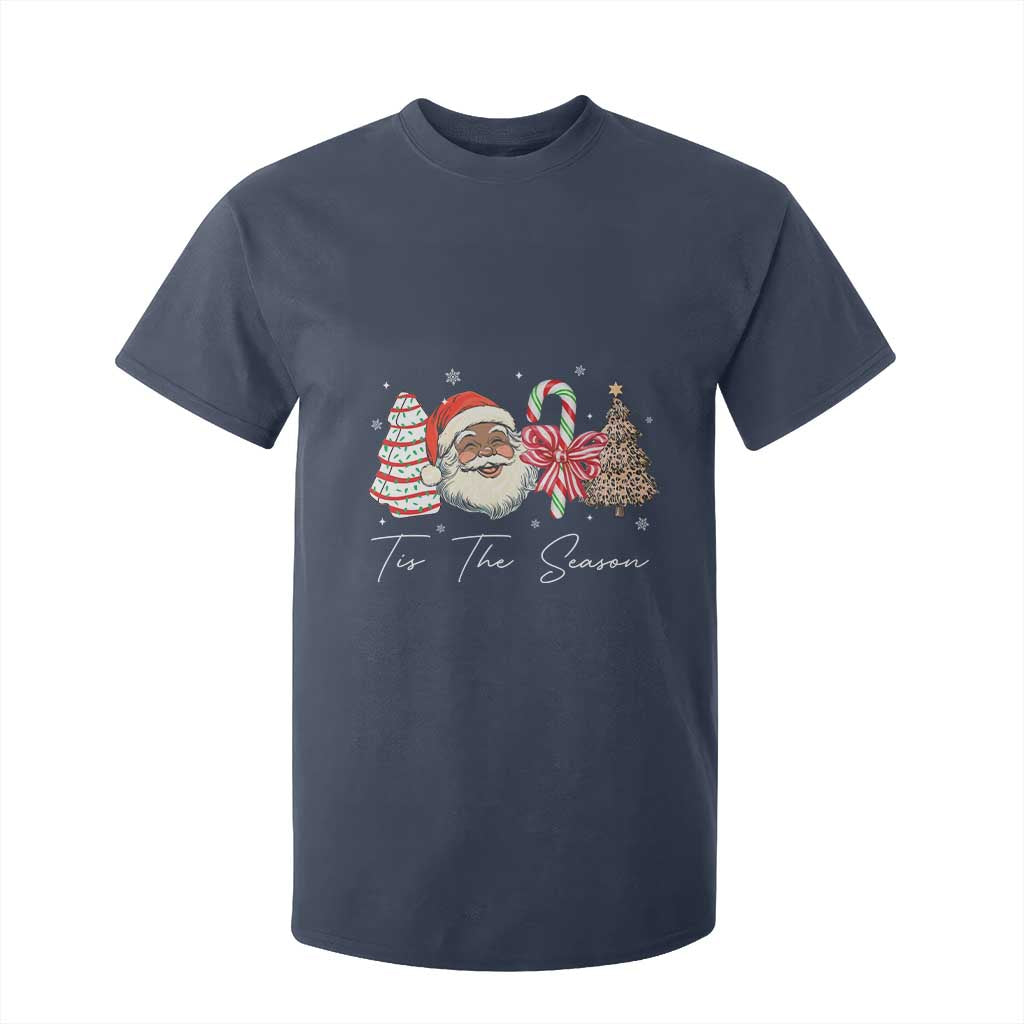 Funny Black Christmas T Shirt For Kid Tis The Season African American Santa TS11 Navy Print Your Wear