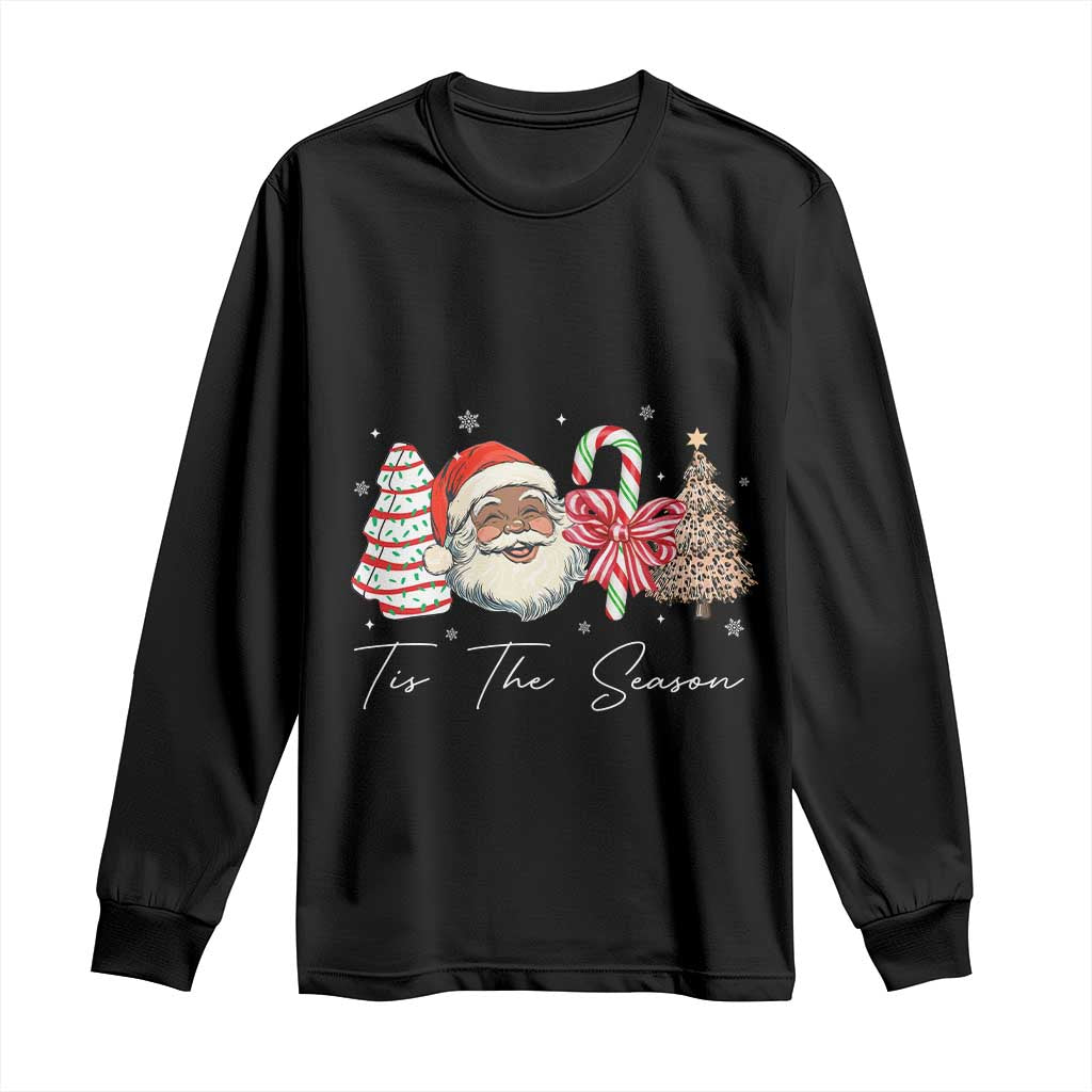 Funny Black Christmas Long Sleeve Shirt Tis The Season African American Santa TS11 Black Print Your Wear