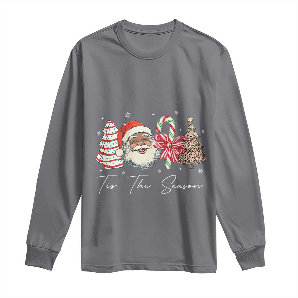 Funny Black Christmas Long Sleeve Shirt Tis The Season African American Santa TS11 Charcoal Print Your Wear