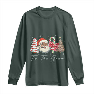 Funny Black Christmas Long Sleeve Shirt Tis The Season African American Santa TS11 Dark Forest Green Print Your Wear