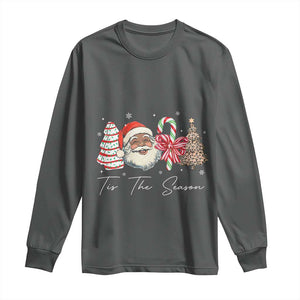 Funny Black Christmas Long Sleeve Shirt Tis The Season African American Santa TS11 Dark Heather Print Your Wear