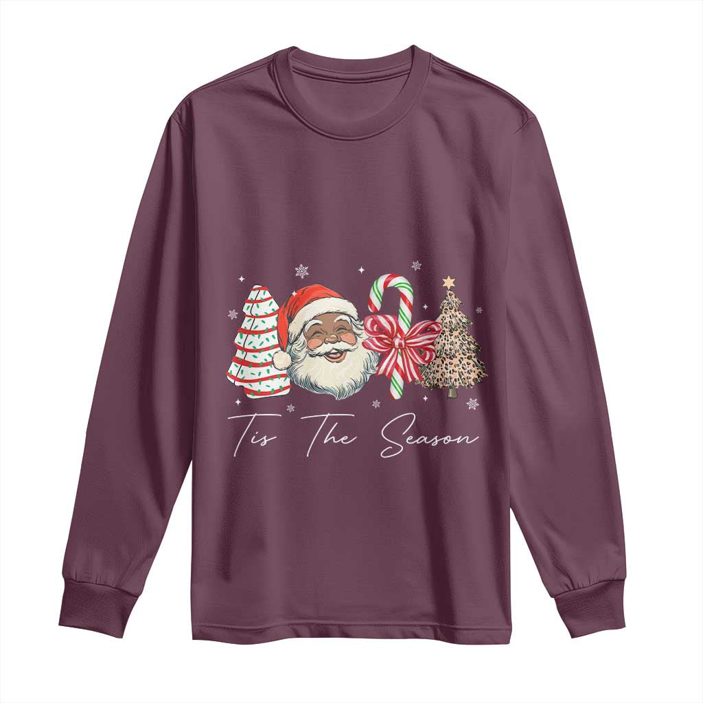 Funny Black Christmas Long Sleeve Shirt Tis The Season African American Santa TS11 Maroon Print Your Wear