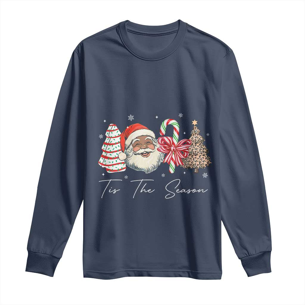 Funny Black Christmas Long Sleeve Shirt Tis The Season African American Santa TS11 Navy Print Your Wear