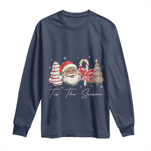Funny Black Christmas Long Sleeve Shirt Tis The Season African American Santa TS11 Navy Print Your Wear