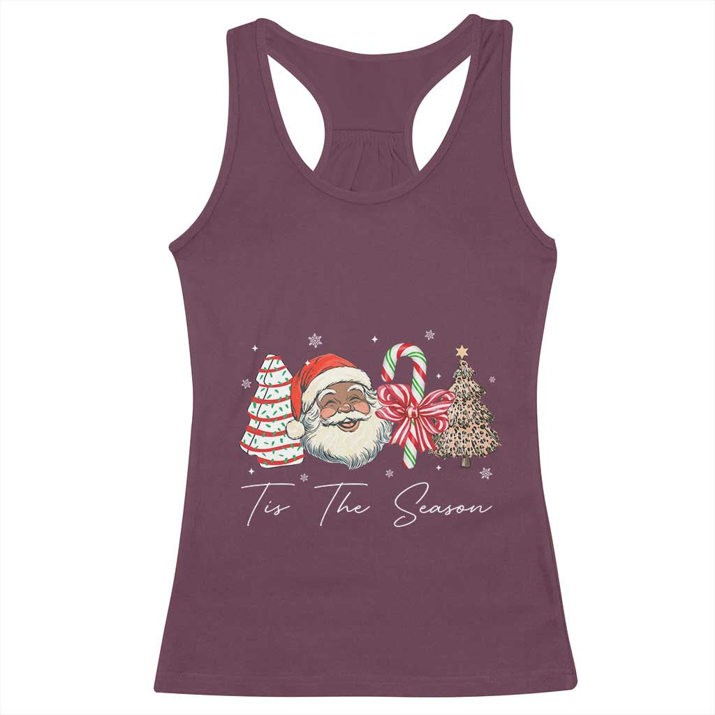 Funny Black Christmas Racerback Tank Top Tis The Season African American Santa TS11 Maroon Print Your Wear