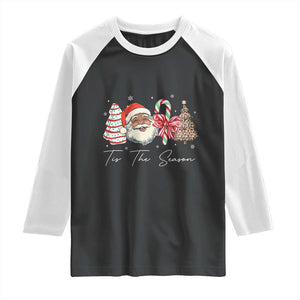 Funny Black Christmas Raglan Shirt Tis The Season African American Santa TS11 Black White Print Your Wear