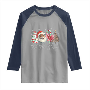Funny Black Christmas Raglan Shirt Tis The Season African American Santa TS11 Sport Gray Navy Print Your Wear
