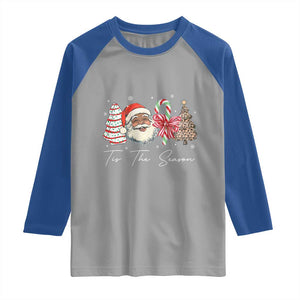 Funny Black Christmas Raglan Shirt Tis The Season African American Santa TS11 Sport Gray Royal Print Your Wear
