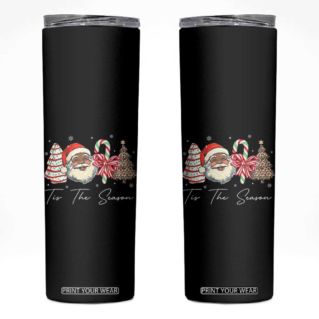Funny Black Christmas Skinny Tumbler Tis The Season African American Santa TS11 Black Print Your Wear