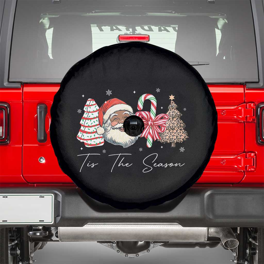 Funny Black Christmas Spare Tire Cover Tis The Season African American Santa TS11 Black Print Your Wear
