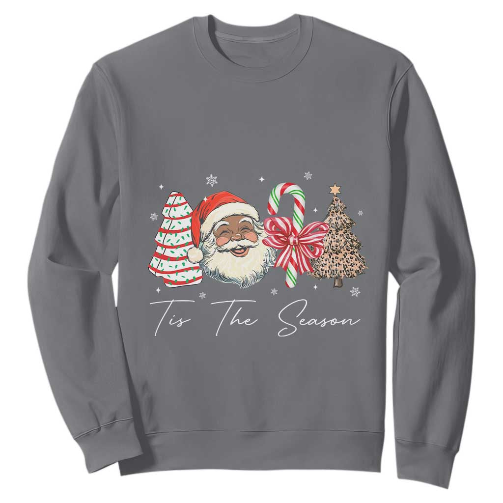Funny Black Christmas Sweatshirt Tis The Season African American Santa TS11 Charcoal Print Your Wear