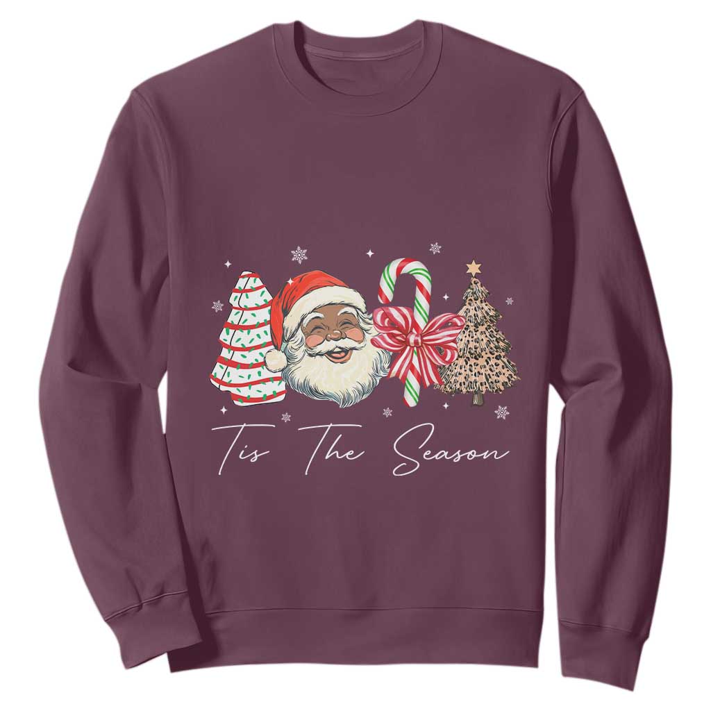 Funny Black Christmas Sweatshirt Tis The Season African American Santa TS11 Maroon Print Your Wear
