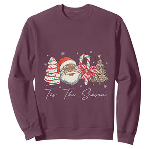Funny Black Christmas Sweatshirt Tis The Season African American Santa TS11 Maroon Print Your Wear