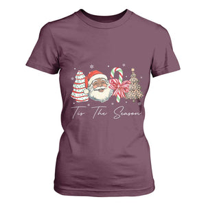 Funny Black Christmas T Shirt For Women Tis The Season African American Santa TS11 Maroon Print Your Wear