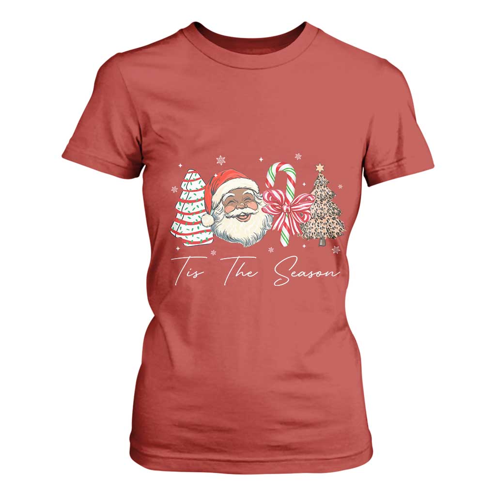 Funny Black Christmas T Shirt For Women Tis The Season African American Santa TS11 Red Print Your Wear