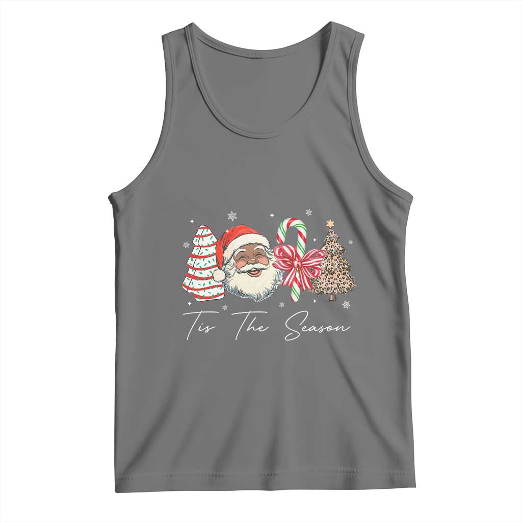 Funny Black Christmas Tank Top Tis The Season African American Santa TS11 Black Heather Print Your Wear