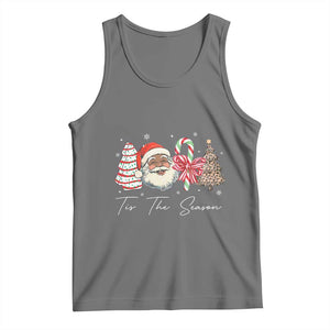 Funny Black Christmas Tank Top Tis The Season African American Santa TS11 Black Heather Print Your Wear