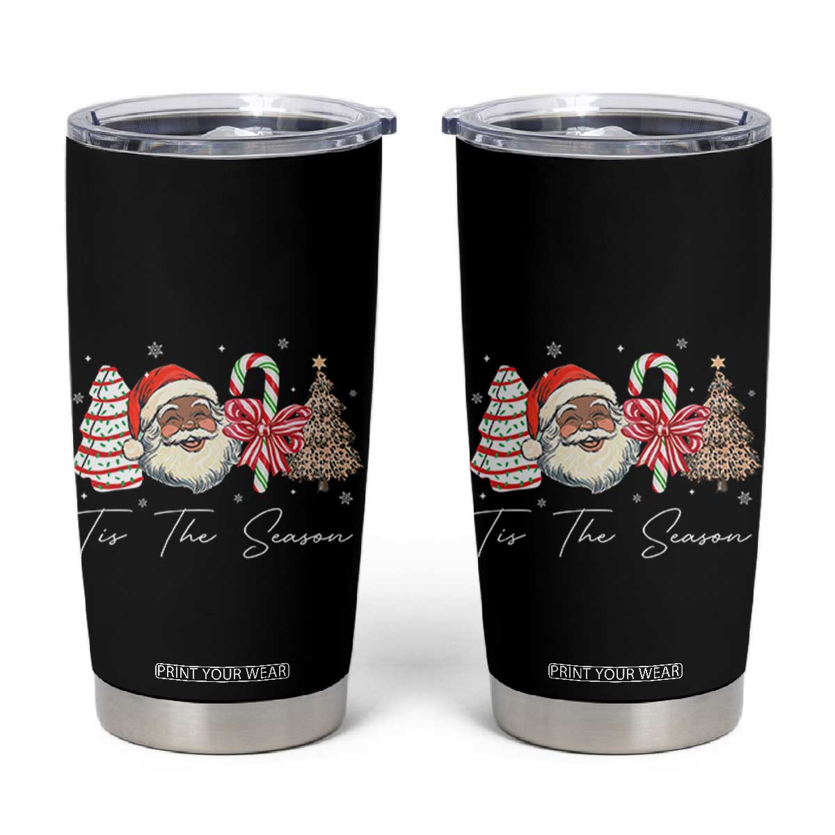 Funny Black Christmas Tumbler Cup Tis The Season African American Santa TS11 Black Print Your Wear
