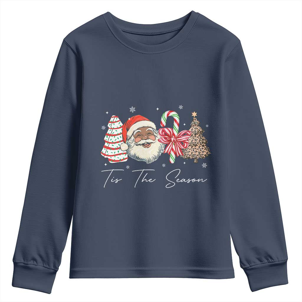 Funny Black Christmas Youth Sweatshirt Tis The Season African American Santa TS11 Navy Print Your Wear