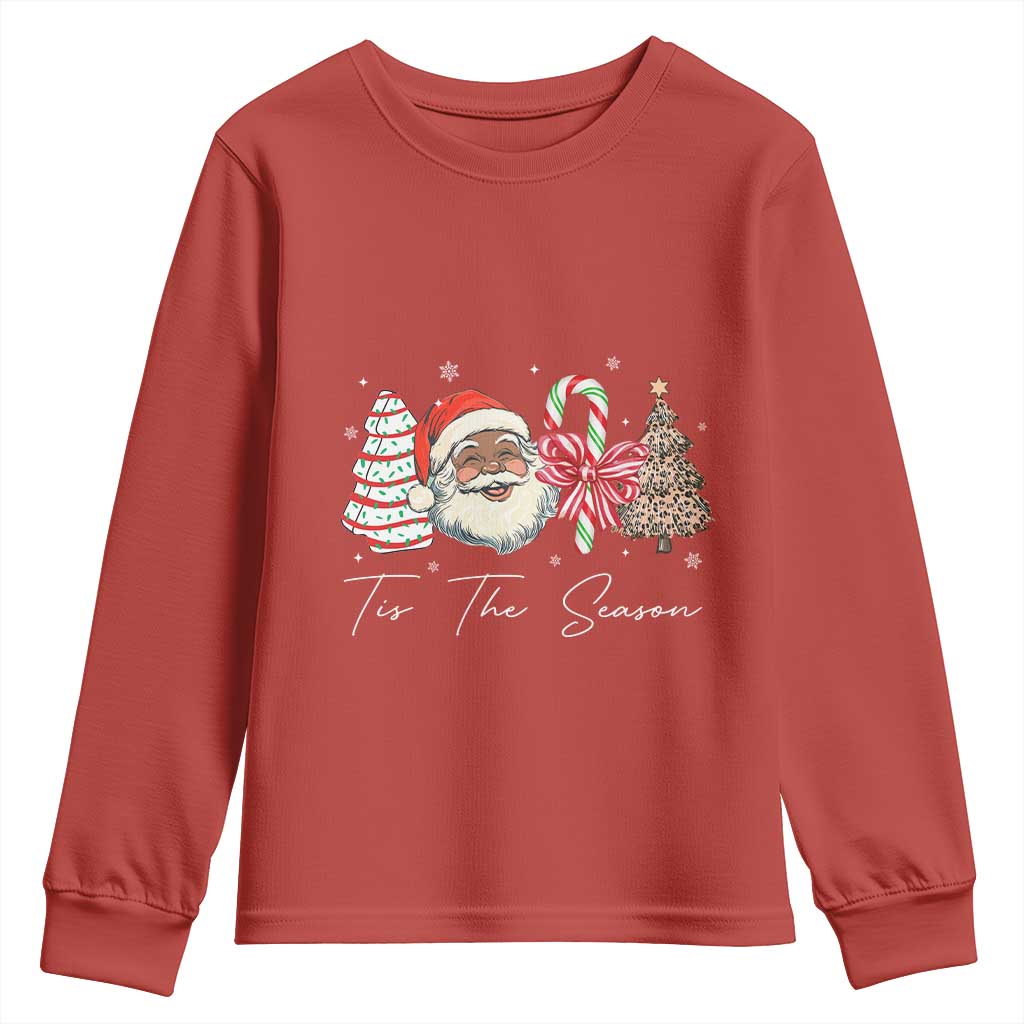 Funny Black Christmas Youth Sweatshirt Tis The Season African American Santa TS11 Red Print Your Wear
