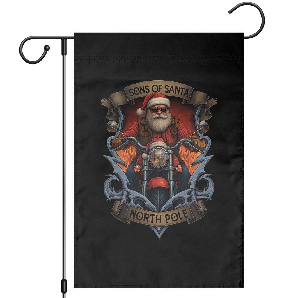 Funny Christmas Motorcycle Santa Garden Flag Sons Of Santa North Pole Xmas Biker TS11 Black Print Your Wear